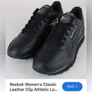 Reebok women's size 7.5, black classic leather clip.​​​